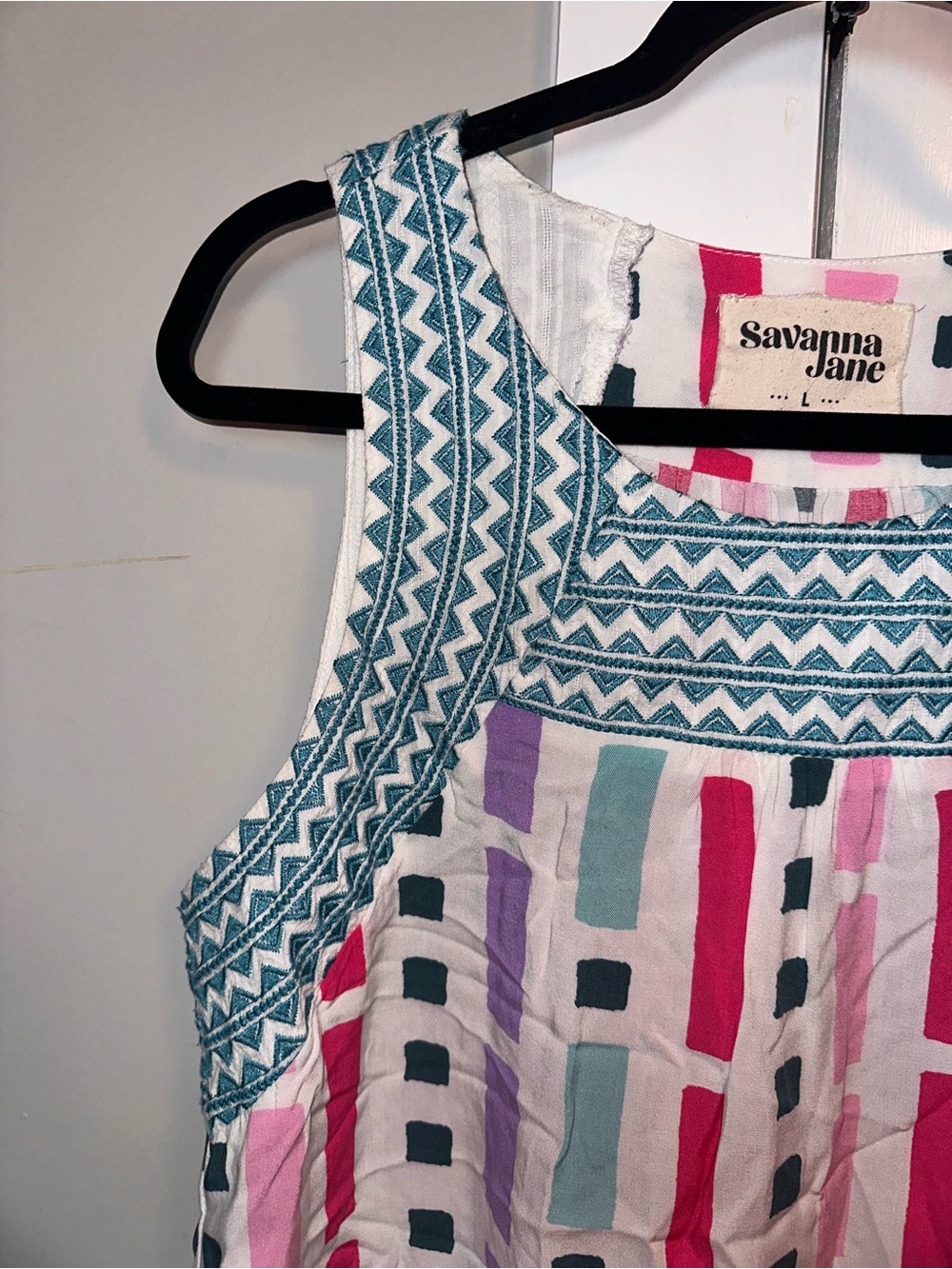Savanna Jane Embroidered Sleeveless Multicolor Printed Tank Top Size Large - Picture 3 of 10
